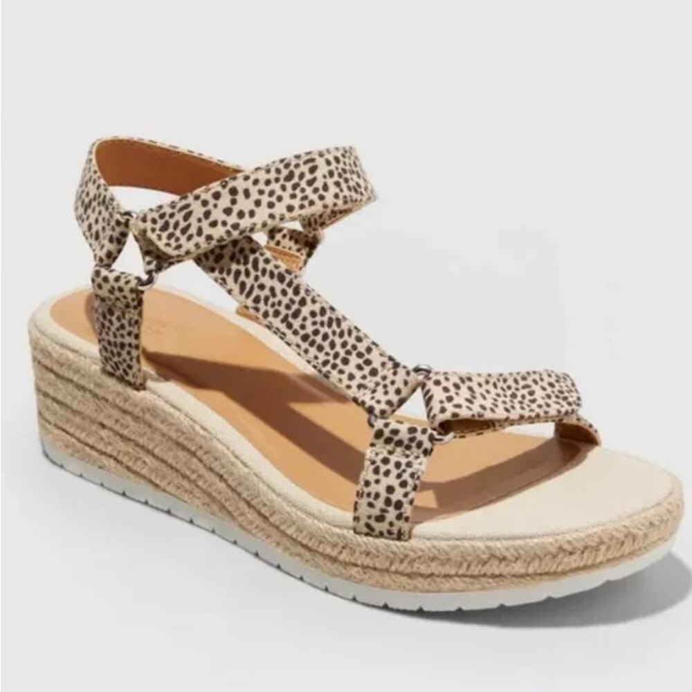 Universal Thread Womens sz 10 Leopard Print Espadrille Wedge Sporty Animal Print - Picture 8 of 8